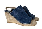 Caslon Sutton Blue Suede Slingback Wedge Sandal Size 10