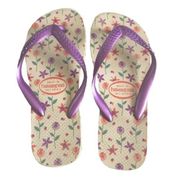 Top Havaianas 𑁍 Flower Print Flip Flops 𑁍 Brazilian Beach Sandals 𑁍 Purple