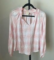 Harper Heritage Pink & White Plaid Blouse Small XS