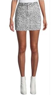 Current/Elliott 5-Pocket Leopard-Print Denim Skirt