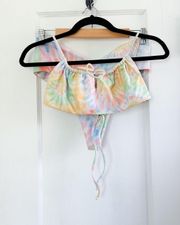 | The Saltie Blonde Oahu Tie Dye Demi Top & Pastel Melly Bottom Swimsuit