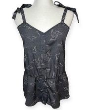 GLAM Tie Shoulder Bird Peplum Tank Top - Small