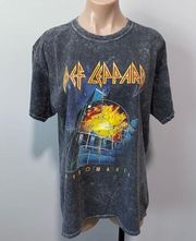 Def Leppard Pyromania Band Graphic T-shirt Large Gray Washed