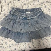 Ruffled Jean Skirt