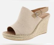 Toms MONICA Natural Oxford Espadrille Platform Wedge Sandal Slingback Size 6.5