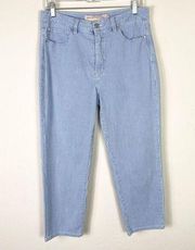 Soft Surroundings Blue Striped Straight Leg Cropped Jeans Size 12