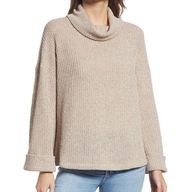 Gibson Flare Sleeve Cowl Neck Sweater In Oatmeal