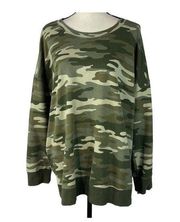 Style & Co 3X-Large Camo Crew Neck Sweatshirt Long Sleeves Stretch Olive Green