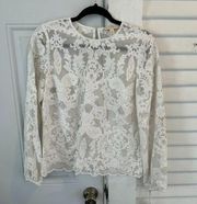 NWT Etcetera white lace lined long sleeve blouse romantic size 2