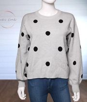 Premise Crewneck Polka Dot Sweater Gray & Black Crewneck Long Sleeve Size XS