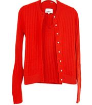 3.1 Phillip Lim Womens Ribbed Cashmere Tank Cardigan Sweater Set Size XS Orange