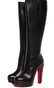 Christian Louboutin Black leather Calfskin Taclou Botta 140 Knee Boots EU 38.5