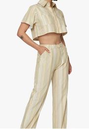 Danielle Bernstein Women's Weworewhat Stripe Crop Top Sz S Pants Sz 0 2Pc Set