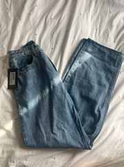 Mid Blue Wash Extreme Bum Split Baggy Boyfriend Jean