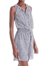 NWT J. Crew 100% Cotton Navy & White Gingham Shorts Romper Women’s Size Small