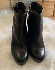 Michael Kors black suede and leather booties 4 inch heel size 7 1/2