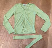 Storets Open Front Belted Cardigan in Lime