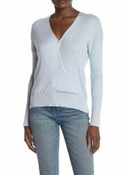 Elodie Faux Wrap V-neck Ribbed Knit Long Sleeve Sweater