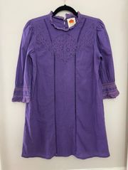 Farm Rio x Anthropologie Dasha Purple Embroidered Crochet Tunic Dress XSP