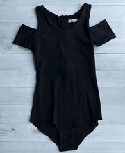 Halston Heritage Black Cut Out Sleeve Bodysuit XS