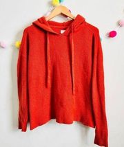 Lucky Brand Orange Hooded Knit Pullover Sweater Women's Size Large