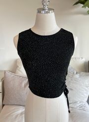 Body Wrapper Black Rainbow Diamond Sequin Side Runch Tank Size S