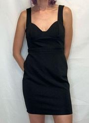 Mystic Women's Fitted Ribbed Black Mini Tank Dress L LG Large Stretchy Casual