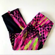 ASICS Pink & Black Patterned Cropped Leggings