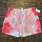 Sanctuary Tie Dyed Pink Pull On Cotton Shorts High Rise NEW Size Large