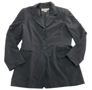 Jones New York Blazer Womens 10 Grey Black Collared 3 Button Jacket Poly Wool