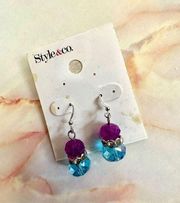 Style & Co pink and blue beaded drop earrings