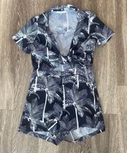 Womens  Black Floral Print Romper - S