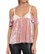 Bagatelle Collection Pink Crushed Velvet Cd Shoulder Blouse Size Large