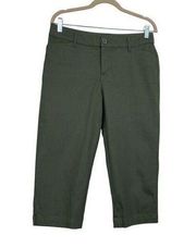 St. John's Bay Womens Olive Green Capri Cropped Cotton Blend Casual Pants Size 8