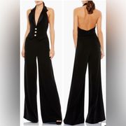 NWOT Mac Duggal Black Tuxedo black Halter wide leg Jumpsuit Size 6