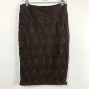 XCVI Brown Lace Crochet Floral Skirt