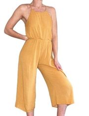 Everly Anthropologie Yellow Polka Dot Crop Pants Tank Jumpsuit