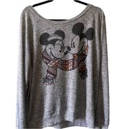 Disney  Parks Mickey and Minnie holiday long sleeve lightweight oversize sweater