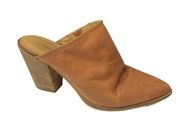 Lucky Brand Aronny Cognac Brown Leather Western Pointed Toe Heels Mules Size 10
