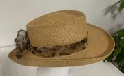 Surf Shop Women’s Straw Hat With Leopard Print around Hat