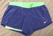 Purple/Lime Green Dri Fit Shorts With Attached Spandex