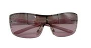 Vintage Y2K Pink Clear See Thru Wrap Around Sunnies Sunglasses Rhinestones