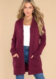 Staccato Pocketful Of Fun Times Berry Soft Knit Oversized Cardigan Sweater M