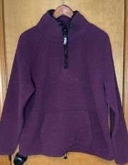 PINK - Victoria's Secret Victoria’s Secret PINK Lavish Plum Sherpa Fleece Quarter Zip Pullover Size M