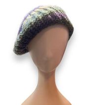 Beret Hat Green Purple Cream Knit Warm Winter Essential