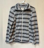 Faded Glory Womans Gray Striped Lightweight Full Zipper Fall Jacket Size Large