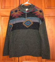 Aztec Print Half-Zip Sweatshirt