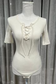 White Cross Cross Body Suit