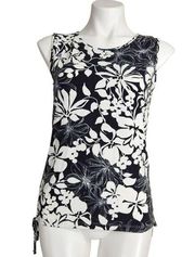 Liz Claiborne Bright & easy floral sleeveless side tie t shirt