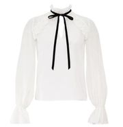 ML Monique Lhuillier White Victorian Top - XS